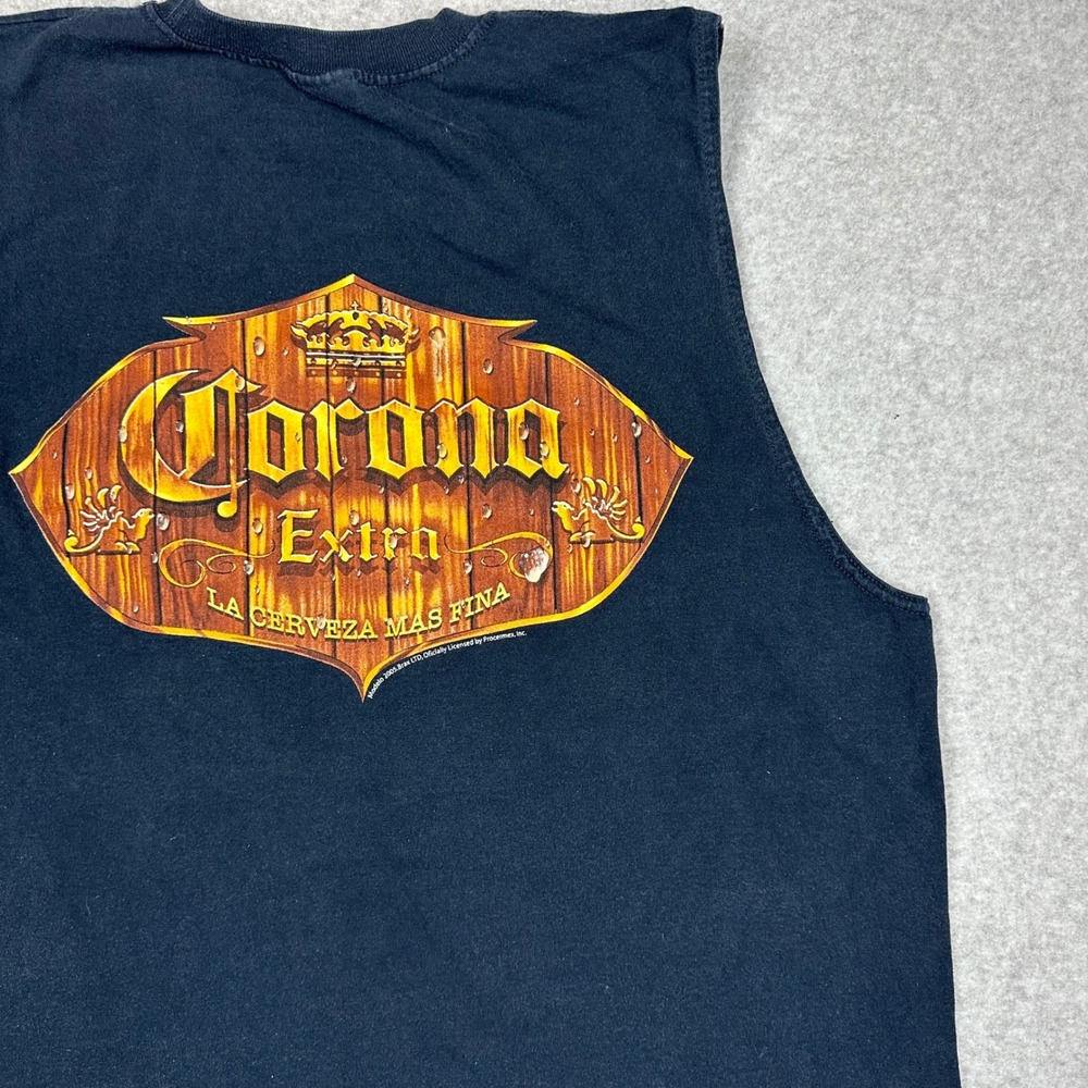Corona‎ Extra Mens XL Navy Muscle Tank Top Sleeveless 3D Liquid Alstyle 2005